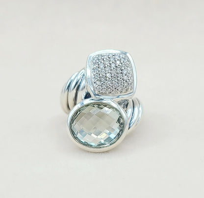 David Yurman Prasiolite Diamond Bypass Ring | Certified Pre-Owned  AYW Luxury #