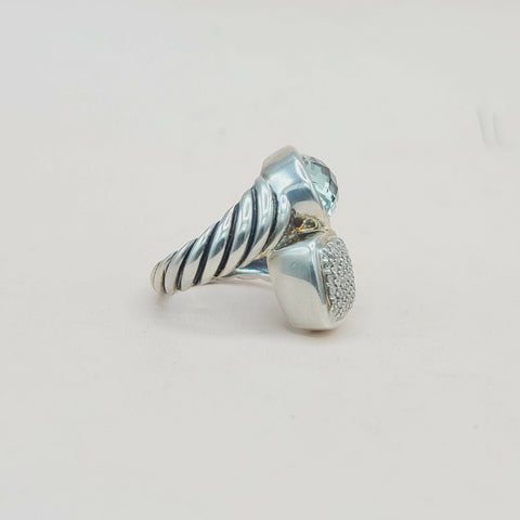  David Yurman Bypass Ring Prasiolite & Diamond