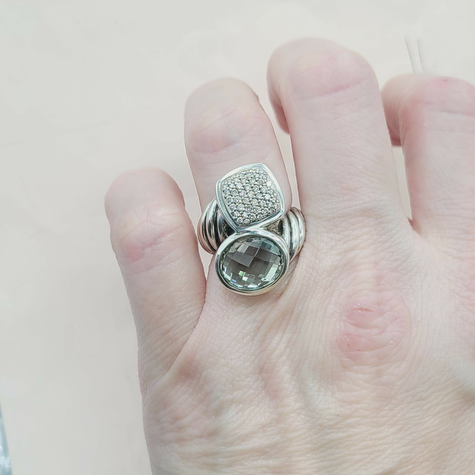 David Yurman Prasiolite Diamond Bypass Ring | Certified Pre-Owned  AYW Luxury #