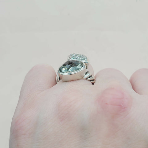 David Yurman Bypass Ring Prasiolite & Diamond