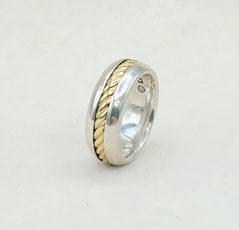  David Yurman Cable Band Ring 8mm Silver & 18K Gold
