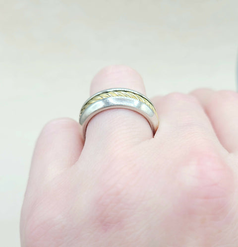  David Yurman Cable Band Ring 8mm Silver & 18K Gold
