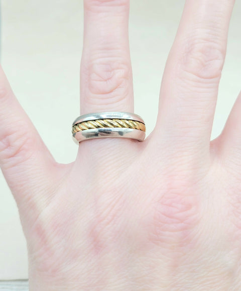 David Yurman Cable Band Ring 8mm Silver & 18K Gold