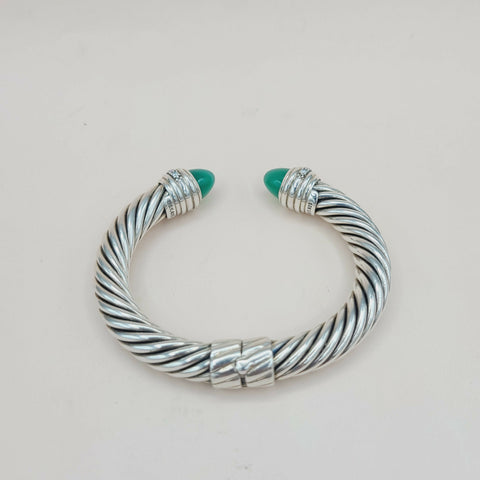  David Yurman Cable Bracelet 10mm – Green Onyx & Diamonds
