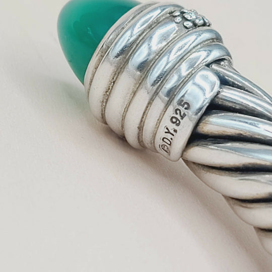  David Yurman Cable Bracelet 10mm – Green Onyx & Diamonds