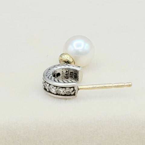  David Yurman Cable Drop Earrings Pearls & Diamonds