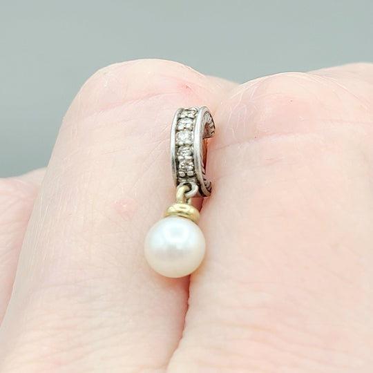  David Yurman Cable Drop Earrings Pearls & Diamonds