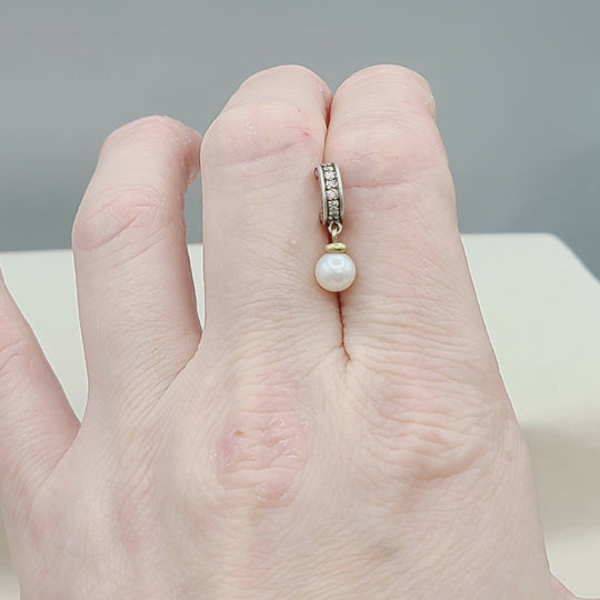  David Yurman Cable Drop Earrings Pearls & Diamonds