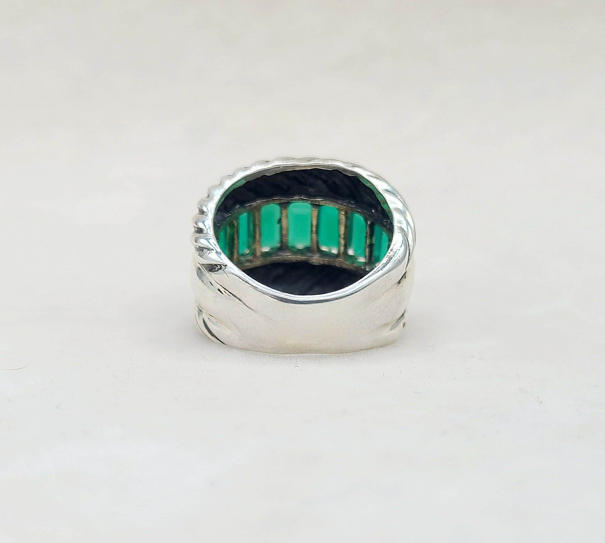 David Yurman Cable Green Onyx Ring With Gold