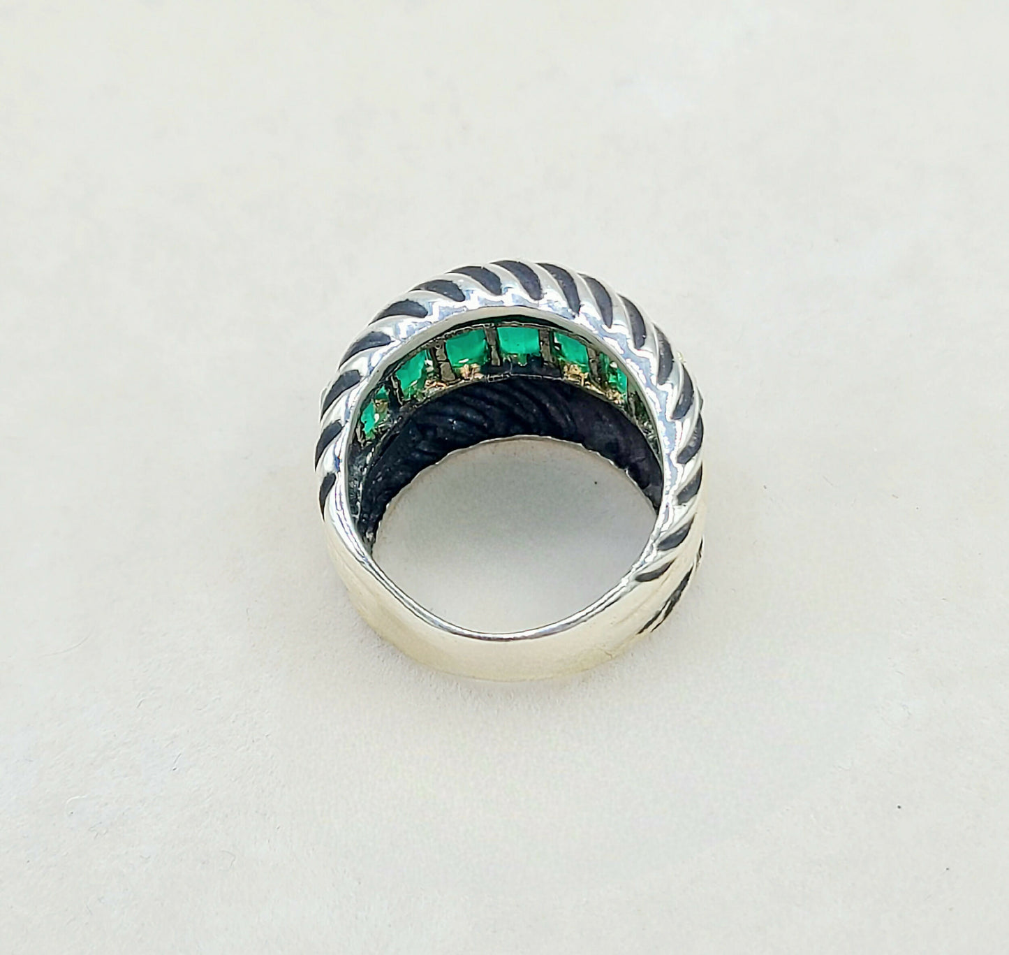 David Yurman Cable Green Onyx Ring With Gold