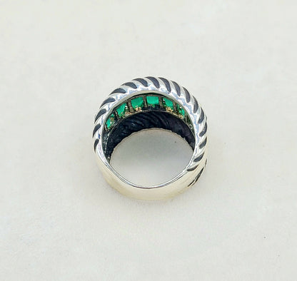 David Yurman Cable Green Onyx Ring With Gold