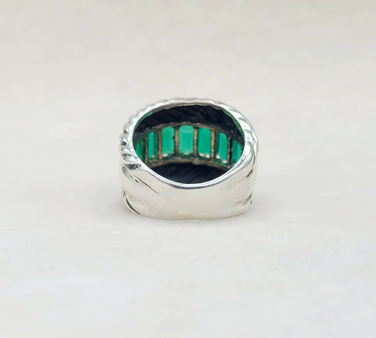  David Yurman Cable Ring Green Onyx & Gold
