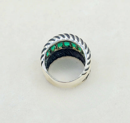 David Yurman Cable Green Onyx Ring With Gold