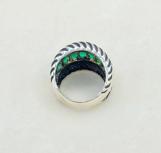  David Yurman Cable Ring Green Onyx & Gold