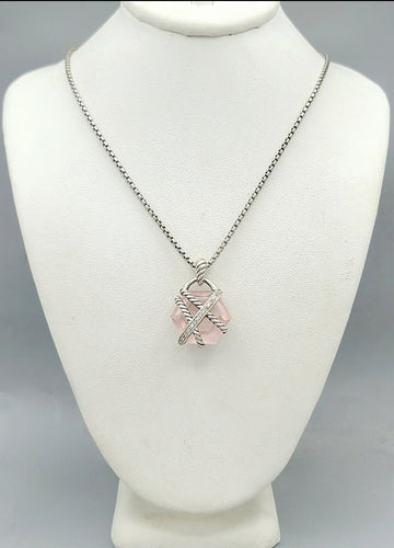  David Yurman Cable Wrap Necklace 16mm Rose Quartz