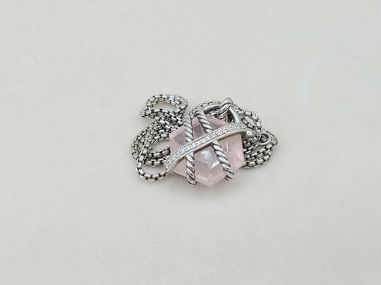  David Yurman Cable Wrap Necklace 16mm Rose Quartz