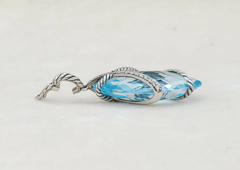  David Yurman Cable Wrap Pendant Blue Topaz & Diamonds