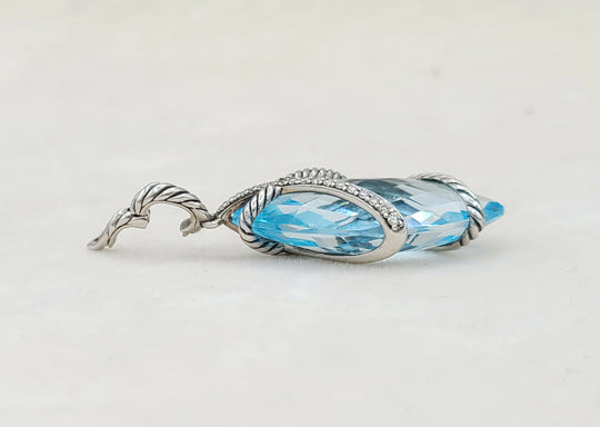  David Yurman Cable Wrap Pendant Blue Topaz & Diamonds