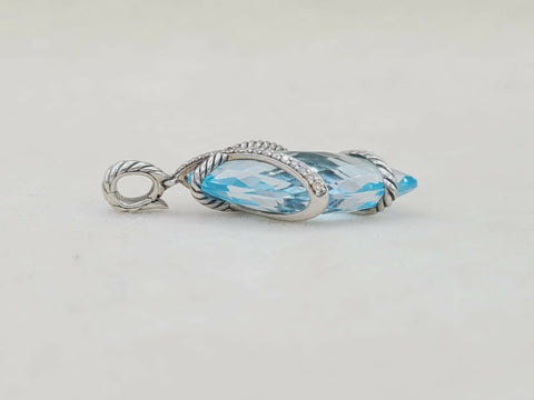  David Yurman Cable Wrap Pendant Blue Topaz & Diamonds