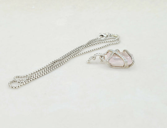  David Yurman Cable Wrap Pendant Necklace Rose Quartz
