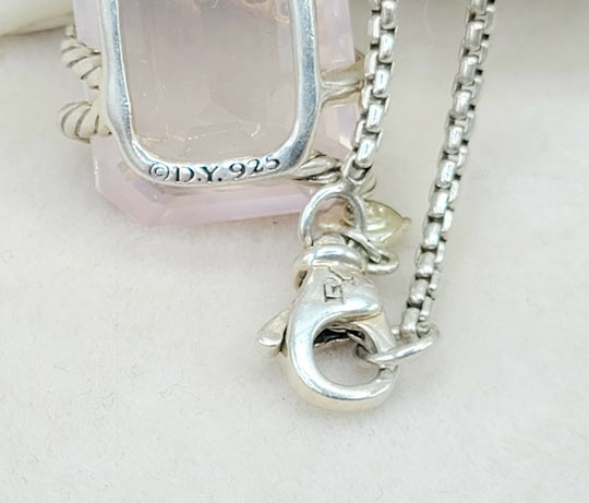  David Yurman Cable Wrap Pendant Necklace Rose Quartz