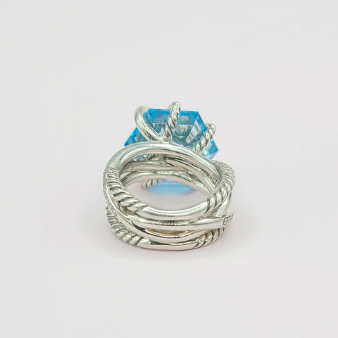  David Yurman Cable Wrap Ring – Blue Topaz & Diamond