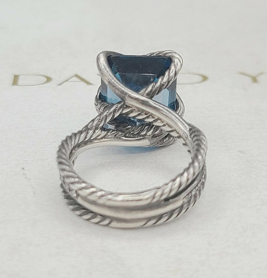  David Yurman Cable Wrap Ring – Blue Topaz & Diamonds
