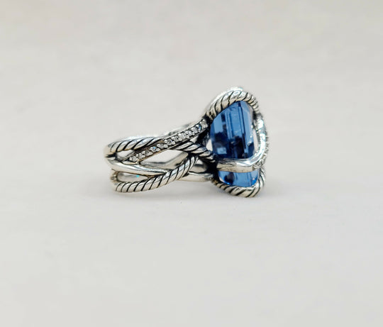  David Yurman Cable Wrap Ring Hampton Blue Topaz