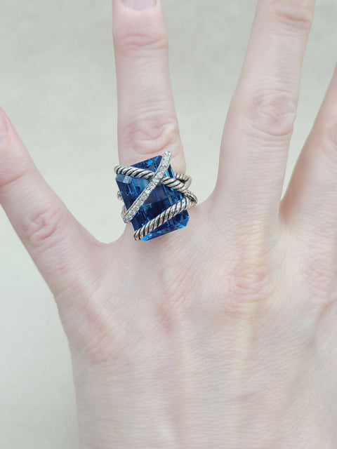  David Yurman Cable Wrap Ring Hampton Blue Topaz
