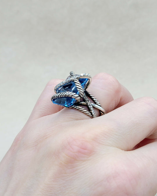  David Yurman Cable Wrap Ring Hampton Blue Topaz