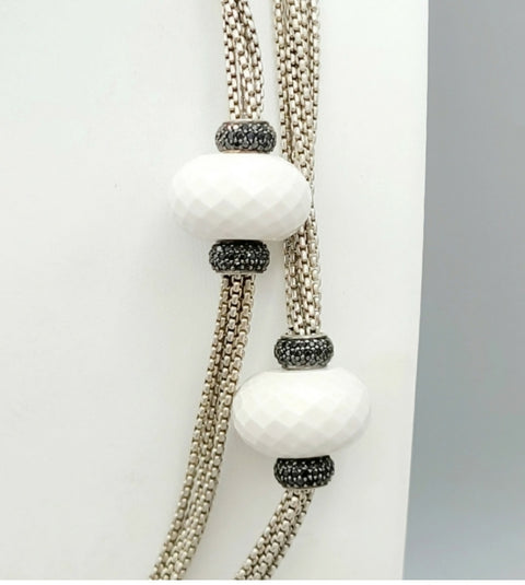  David Yurman Candy Necklace – White Agate & Black Diamonds