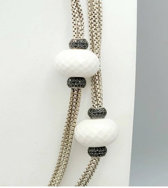  David Yurman Candy Necklace – White Agate & Black Diamonds