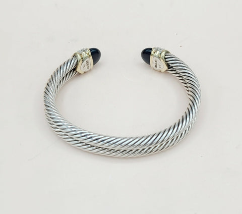  David Yurman Capri Double Cable Bracelet Gold & Diamonds