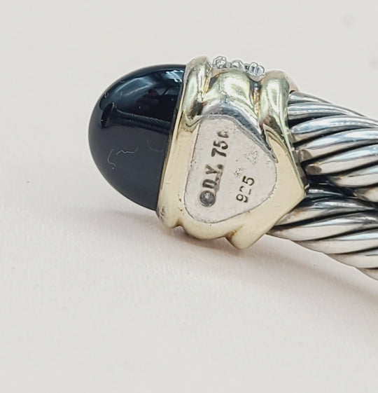  David Yurman Capri Double Cable Bracelet Gold & Diamonds