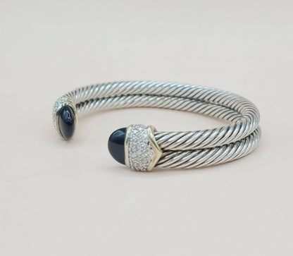 David Yurman Capri Black Onyx & Diamond  Bracelet Certified Pre-Owned    #