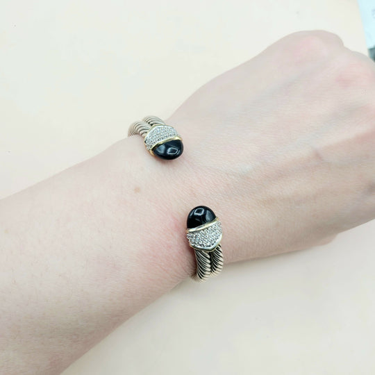  David Yurman Capri Double Cable Bracelet Gold & Diamonds