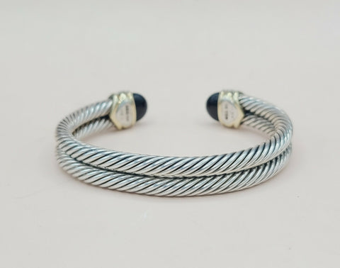  David Yurman Capri Double Cable Bracelet Gold & Diamonds
