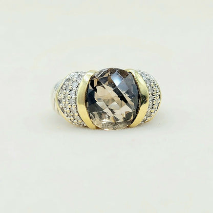 David Yurman Capri Ring Smoky Quartz & Diamonds  AYW Luxury #