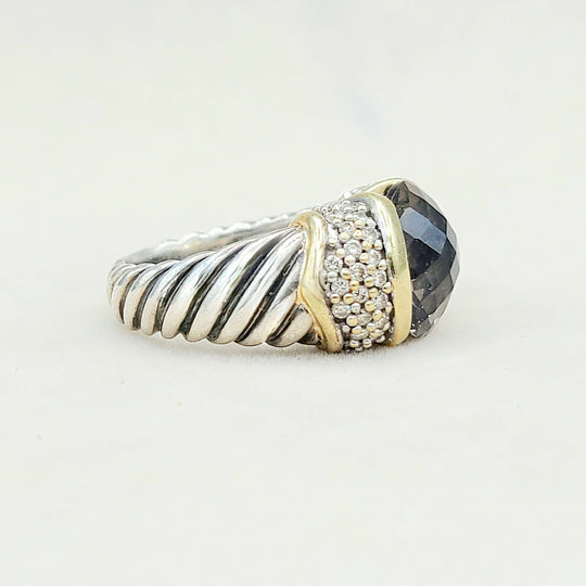  David Yurman Capri Ring Smoky Quartz & Diamonds
