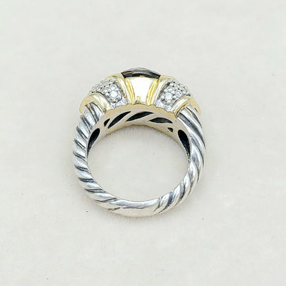David Yurman Capri Ring Smoky Quartz & Diamonds  AYW Luxury #