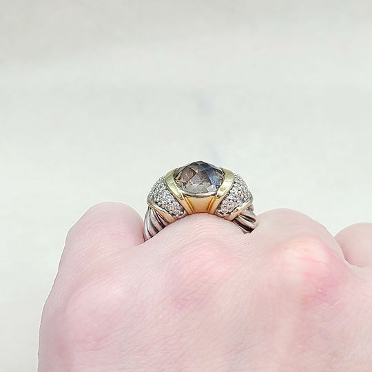  David Yurman Capri Ring Smoky Quartz & Diamonds