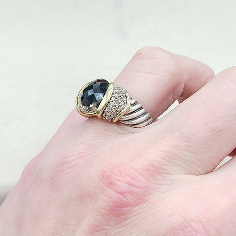  David Yurman Capri Ring Smoky Quartz & Diamonds
