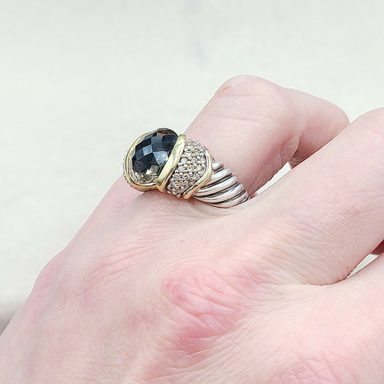  David Yurman Capri Ring Smoky Quartz & Diamonds