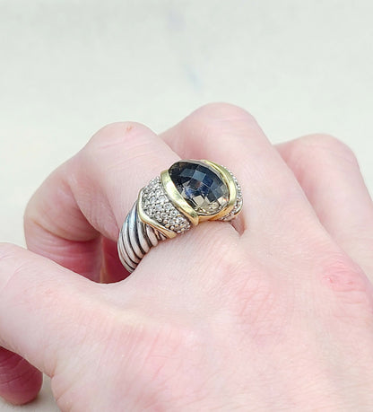 David Yurman Capri Ring Smoky Quartz & Diamonds  AYW Luxury #
