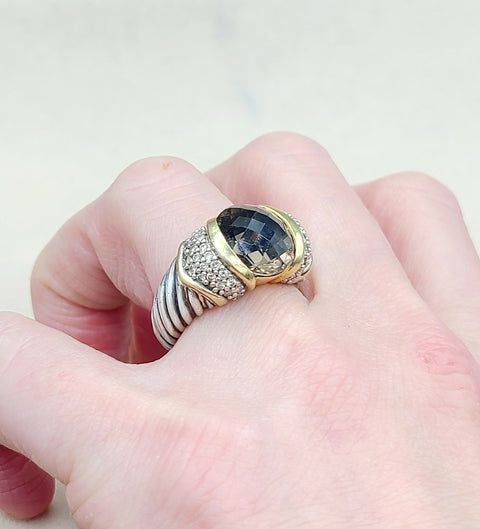  David Yurman Capri Ring Smoky Quartz & Diamonds