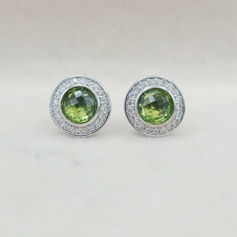  David Yurman Cerise Earrings Peridot & Diamonds
