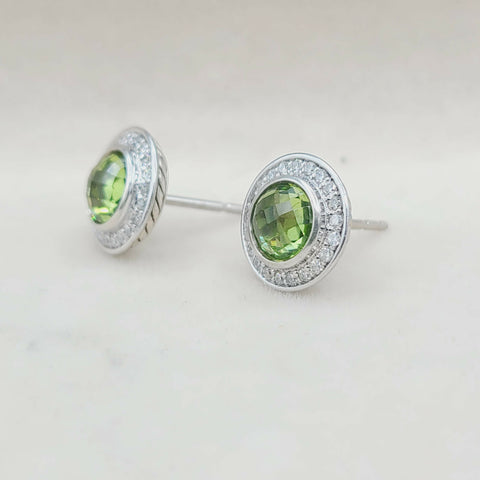  David Yurman Cerise Earrings Peridot & Diamonds