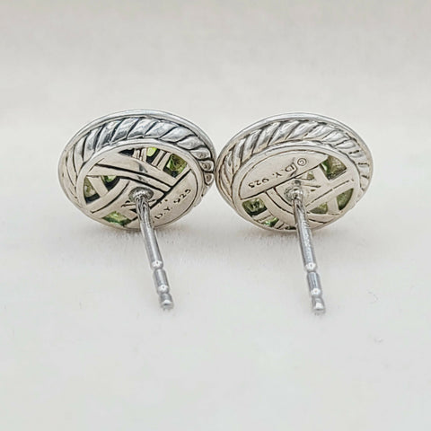  David Yurman Cerise Earrings Peridot & Diamonds
