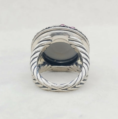  David Yurman Cerise Midnight Melange Ring – Moonstone & Ruby