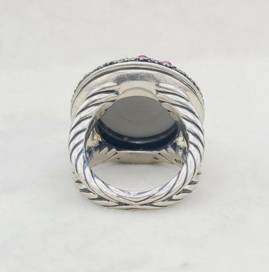  David Yurman Cerise Midnight Melange Ring – Moonstone & Ruby